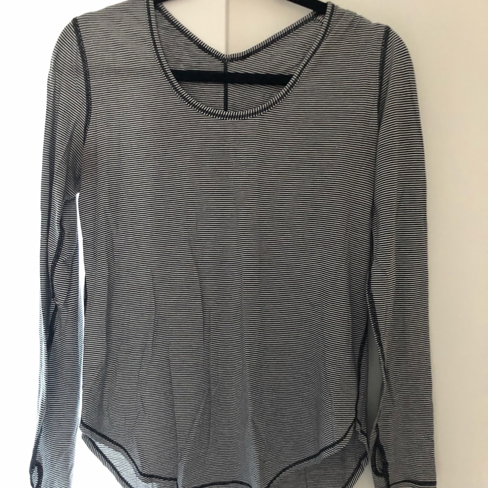 Lululemon black and white striped long sleeve